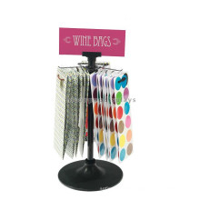 Rotating Wine Shop Or Shopping Mall Gift Store Counter Top Single Layer 3 Hooks Gift Bag Display